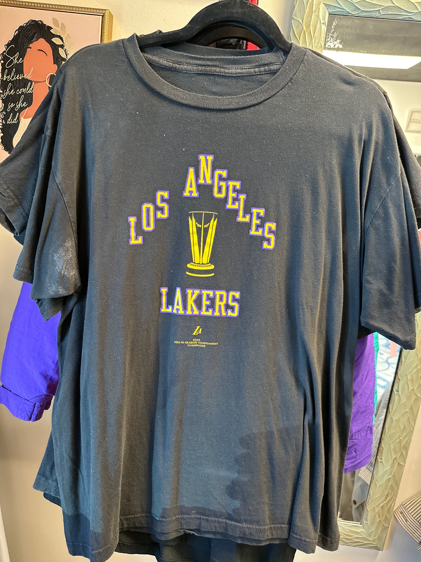 LOS ANGELES LAKERS 2023 NBA IN-SEASON TOURNAMENT CHAMPIONSHIPS T-SHIRT SIZE L