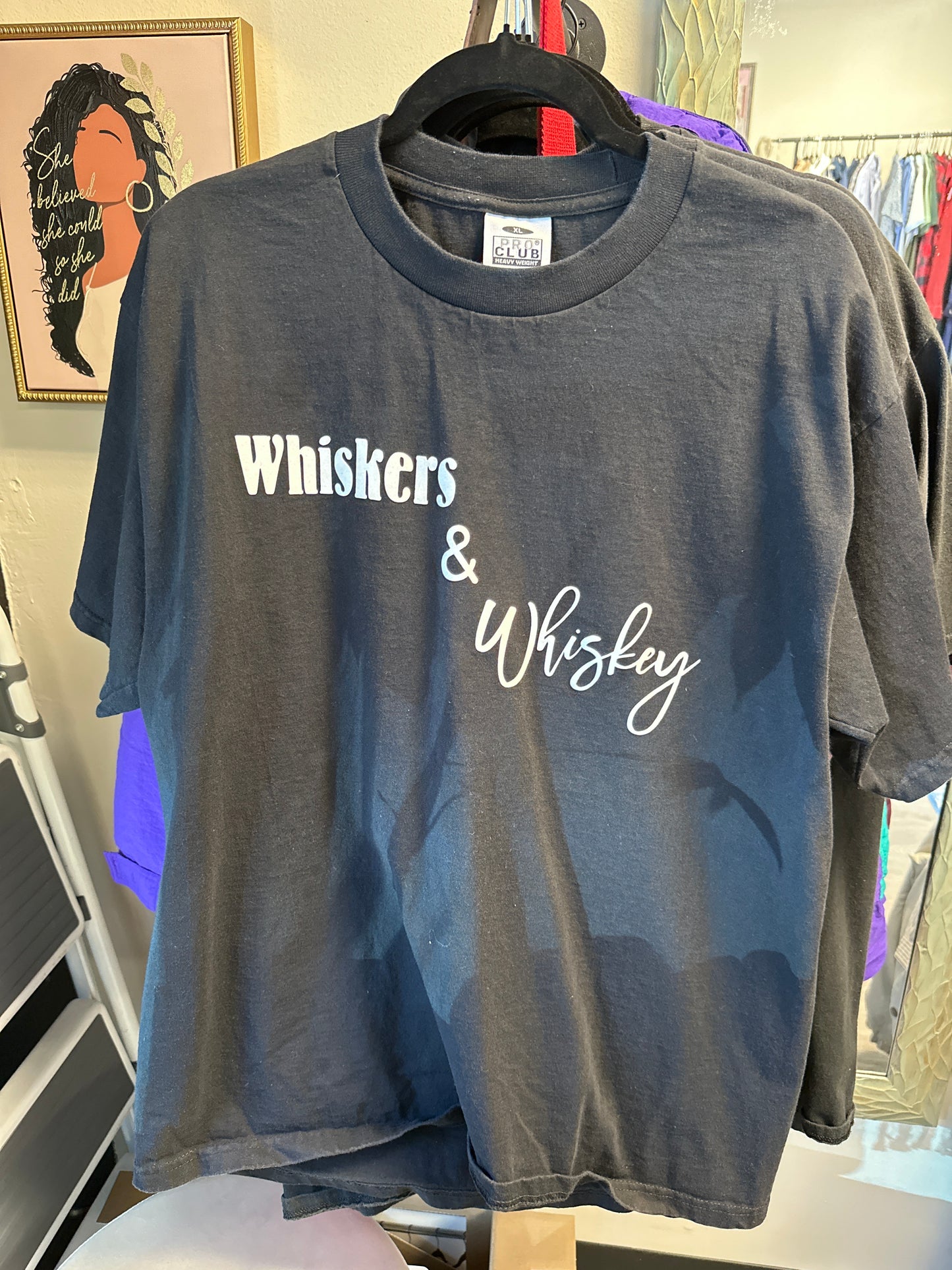 WHISKERS & WHISKEY, PRO CLUB SIZE XL HEAVY WEIGHT