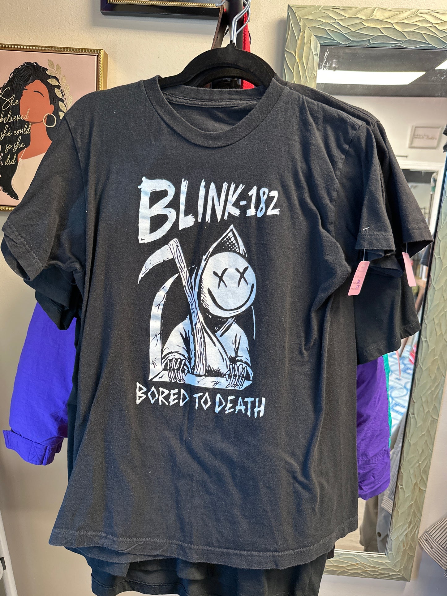 BLINK 182 BORED TO DEATH, BLACK T-SHIRT SIZE M