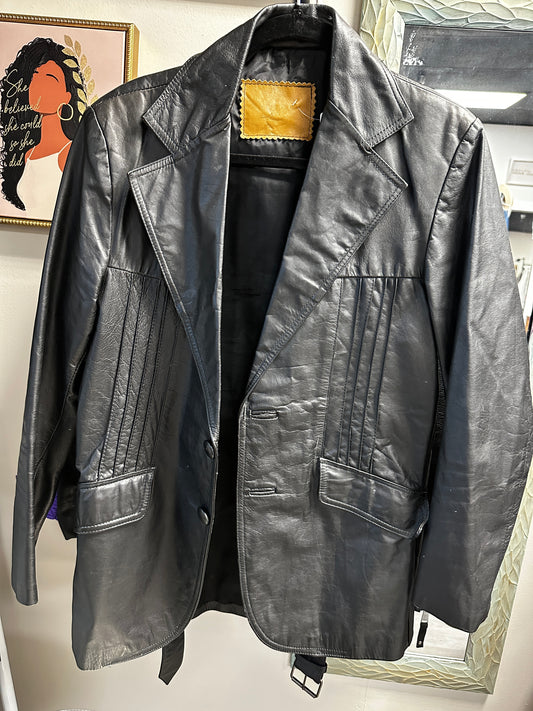 1980'S LEATHER JACKET - size 38